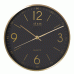 Relógio de Parede Alumínio Dourado mostrador Preto